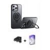 MARSİLYAN™- iPhone 15 Pro Max Kılıf Zirve Çizgi Prime - Siyah Bilvis 5in1 3D Magic Cam Ekran Koruyucu + Raze Metal Kamera Lens - GS