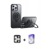 MARSİLYAN™- iPhone 15 Pro Max Kılıf Zirve Çizgi Prime - Siyah Bilvis 5in1 3D Magic Cam Ekran Koruyucu + PVD Metal Kamera Lens - GS