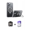 MARSİLYAN™- iPhone 15 Pro Max Kılıf Zirve Çizgi Prime - Siyah Bilvis 5in1 3D Magic Cam Ekran Koruyucu + PVD Metal Kamera Lens - TU