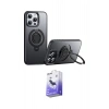 MARSİLYAN™- iPhone 15 Pro Max Kılıf Zirve Çizgi Prime - Siyah Bilvis 5in1 5D Magic Hayalet Cam Ekran Koruyucu