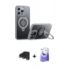 MARSİLYAN™- iPhone 15 Pro Max Kılıf Zirve Çizgi Prime - Siyah Bilvis 5in1 5D Magic Hayalet Cam Ekran Koruyucu + Titanyum Gri Raze Metal Kamera Lens