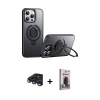 MARSİLYAN™- iPhone 15 Pro Max Kılıf Zirve Çizgi Prime - Siyah Bilvis Hayalet Cam Ekran Koruyucu + Raze Metal Kamera Lens - LT