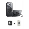 MARSİLYAN™- iPhone 15 Pro Max Kılıf Zirve Çizgi Prime - Siyah Bilvis Hayalet Cam Ekran Koruyucu + PVD Metal Kamera Lens - SH