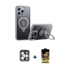 MARSİLYAN™- iPhone 15 Pro Max Kılıf Zirve Çizgi Prime - Siyah Buffer Cam Ekran Koruyucu + PVD Metal Kamera Lens - GS