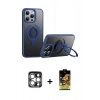 MARSİLYAN™- iPhone 15 Pro Max Kılıf Zirve Çizgi Prime - Siyah Buffer Cam Ekran Koruyucu + PVD Metal Kamera Lens - GS
