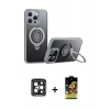 MARSİLYAN™- iPhone 15 Pro Max Kılıf Zirve Çizgi Prime - Siyah Buffer Cam Ekran Koruyucu + PVD Metal Kamera Lens - SH
