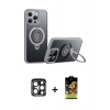MARSİLYAN™- iPhone 15 Pro Max Kılıf Zirve Çizgi Prime - Siyah Buffer Cam Ekran Koruyucu + PVD Metal Kamera Lens - LT