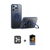 MARSİLYAN™- iPhone 15 Pro Max Kılıf Zirve Çizgi Prime - Siyah Buffer Hayalet Cam Ekran Koruyucu + PVD Metal Kamera Lens - GI