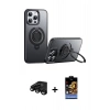 MARSİLYAN™- iPhone 15 Pro Max Kılıf Zirve Çizgi Prime - Siyah Buffer Hayalet Cam Ekran Koruyucu + Raze Metal Kamera Lens - SH