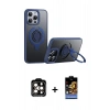 MARSİLYAN™- iPhone 15 Pro Max Kılıf Zirve Çizgi Prime - Siyah Buffer Hayalet Cam Ekran Koruyucu + PVD Metal Kamera Lens - TU