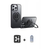 MARSİLYAN™- iPhone 15 Pro Max Kılıf Zirve Çizgi Prime - Siyah Joko Magic 5D Cam + PVD Metal Kamera Lens - SH