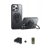 MARSİLYAN™- iPhone 15 Pro Max Kılıf Zirve Çizgi Prime - Siyah Joko Magic 5D Hayalet Cam + Raze Metal Kamera Lens - LT