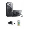 MARSİLYAN™- iPhone 15 Pro Max Kılıf Zirve Çizgi Prime - Siyah Polymer Nano Ekran Koruyucu + Raze Metal Kamera Lens - LT