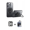MARSİLYAN™- iPhone 15 Pro Max Kılıf Zirve Çizgi Prime - Siyah Vanessa Magic Cam + Gümüş PVD Metal Kamera Lens