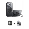 MARSİLYAN™- iPhone 15 Pro Max Kılıf Zirve Çizgi Prime - Siyah Vanessa Magic Hayalet Cam + PVD Metal Kamera Lens - GI