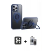 MARSİLYAN™- iPhone 15 Pro Max Kılıf Zirve Çizgi Prime - Siyah Vanessa Magic Hayalet Cam + PVD Metal Kamera Lens - GI