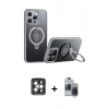 MARSİLYAN™- iPhone 15 Pro Max Kılıf Zirve Çizgi Prime - Siyah Vanessa Magic Hayalet Cam + PVD Metal Kamera Lens - GI