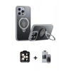 MARSİLYAN™- iPhone 15 Pro Max Kılıf Zirve Çizgi Prime - Siyah Vanessa Magic Hayalet Cam + PVD Metal Kamera Lens - TU