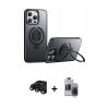 MARSİLYAN™- iPhone 15 Pro Max Kılıf Zirve Çizgi Prime - Siyah Vanessa Magic Hayalet Cam + Raze Metal Kamera Lens - SH