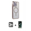 MARSİLYAN™- iPhone 15 Pro Max Kılıf Zirve Doku Prime - Şeffaf 360 Full Body Arka Koruyucu + PVD Metal Kamera Lens - GS