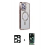 MARSİLYAN™- iPhone 15 Pro Max Kılıf Zirve Doku Prime - Şeffaf 360 Full Body Arka Koruyucu + PVD Metal Kamera Lens - LT
