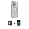 MARSİLYAN™- iPhone 15 Pro Max Kılıf Zirve Doku Prime - Şeffaf 360 Full Body Arka Koruyucu + PVD Metal Kamera Lens - SH