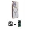MARSİLYAN™- iPhone 15 Pro Max Kılıf Zirve Doku Prime - Şeffaf 360 Full Body Arka Koruyucu + PVD Metal Kamera Lens - SH
