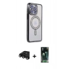 MARSİLYAN™- iPhone 15 Pro Max Kılıf Zirve Doku Prime - Şeffaf 360 Full Body Arka Koruyucu + Raze Metal Kamera Lens - SH