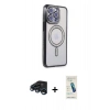 MARSİLYAN™- iPhone 15 Pro Max Kılıf Zirve Doku Prime - Şeffaf Pasifik Cam Ekran Koruyucu + Raze Metal Kamera Lens - LT