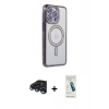 MARSİLYAN™- iPhone 15 Pro Max Kılıf Zirve Doku Prime - Şeffaf Pasifik Cam Ekran Koruyucu + Raze Metal Kamera Lens - LT