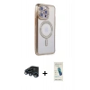 MARSİLYAN™- iPhone 15 Pro Max Kılıf Zirve Doku Prime - Şeffaf Pasifik Cam Ekran Koruyucu + Raze Metal Kamera Lens - LT
