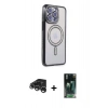 MARSİLYAN™- iPhone 15 Pro Max Kılıf Zirve Doku Prime - Siyah 360 Mat Full Body Arka Koruyucu + Raze Metal Kamera Lens - GS