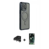MARSİLYAN™- iPhone 15 Pro Max Kılıf Zirve Doku Prime - Siyah 360 Mat Full Body Arka Koruyucu + Raze Metal Kamera Lens - GS
