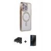 MARSİLYAN™- iPhone 15 Pro Max Kılıf Zirve Doku Prime - Siyah 3D Antistatik Hayalet Cam Ekran Koruyucu + Raze Metal Kamera Lens - GS