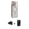 MARSİLYAN™- iPhone 15 Pro Max Kılıf Zirve Doku Prime - Siyah 3D Antistatik Hayalet Cam Ekran Koruyucu + Raze Metal Kamera Lens - SH