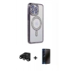 MARSİLYAN™- iPhone 15 Pro Max Kılıf Zirve Doku Prime - Siyah 3D Antistatik Hayalet Cam Ekran Koruyucu + Raze Metal Kamera Lens - SH