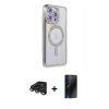 MARSİLYAN™- iPhone 15 Pro Max Kılıf Zirve Doku Prime - Siyah 3D Antistatik Hayalet Cam Ekran Koruyucu + Raze Metal Kamera Lens - TMGI