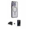 MARSİLYAN™- iPhone 15 Pro Max Kılıf Zirve Doku Prime - Siyah 3D Antistatik Hayalet Cam Ekran Koruyucu + Raze Metal Kamera Lens - TMGI