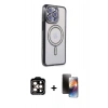 MARSİLYAN™- iPhone 15 Pro Max Kılıf Zirve Doku Prime - Siyah 3D Antistatik Mat Seramik Nano Ekran Koruyucu + PVD Metal Kamera Lens - TU