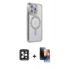 MARSİLYAN™- iPhone 15 Pro Max Kılıf Zirve Doku Prime - Siyah 3D Antistatik Mat Seramik Nano Ekran Koruyucu + PVD Metal Kamera Lens - SH