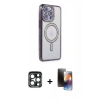 MARSİLYAN™- iPhone 15 Pro Max Kılıf Zirve Doku Prime - Siyah 3D Antistatik Mat Seramik Nano Ekran Koruyucu + PVD Metal Kamera Lens - LT