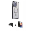 MARSİLYAN™- iPhone 15 Pro Max Kılıf Zirve Doku Prime - Siyah 3D Antistatik Mat Seramik Nano Ekran Koruyucu + Raze Metal Kamera Lens - GS
