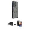 MARSİLYAN™- iPhone 15 Pro Max Kılıf Zirve Doku Prime - Siyah 3D Antistatik Mat Seramik Nano Ekran Koruyucu + Raze Metal Kamera Lens - GS