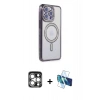 MARSİLYAN™- iPhone 15 Pro Max Kılıf Zirve Doku Prime - Siyah 3D Antistatik Seramik Nano Ekran Koruyucu + PVD Metal Kamera Lens - GS