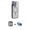 MARSİLYAN™- iPhone 15 Pro Max Kılıf Zirve Doku Prime - Siyah 3D Antistatik Seramik Nano Ekran Koruyucu + PVD Metal Kamera Lens - GS