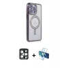 MARSİLYAN™- iPhone 15 Pro Max Kılıf Zirve Doku Prime - Siyah 3D Antistatik Seramik Nano Ekran Koruyucu + PVD Metal Kamera Lens - LT