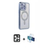 MARSİLYAN™- iPhone 15 Pro Max Kılıf Zirve Doku Prime - Siyah 3D Antistatik Seramik Nano Ekran Koruyucu + PVD Metal Kamera Lens - LT