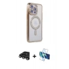 MARSİLYAN™- iPhone 15 Pro Max Kılıf Zirve Doku Prime - Siyah 3D Antistatik Seramik Nano Ekran Koruyucu + Titanyum Gri Raze Metal Kamera Lens