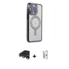 MARSİLYAN™- iPhone 15 Pro Max Kılıf Zirve Doku Prime - Siyah Bilvis 0.18mm Plus Cam Ekran Koruyucu + Raze Metal Kamera Lens - GS