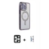 MARSİLYAN™- iPhone 15 Pro Max Kılıf Zirve Doku Prime - Siyah Bilvis 0.18mm Plus Cam Ekran Koruyucu + PVD Metal Kamera Lens - LT